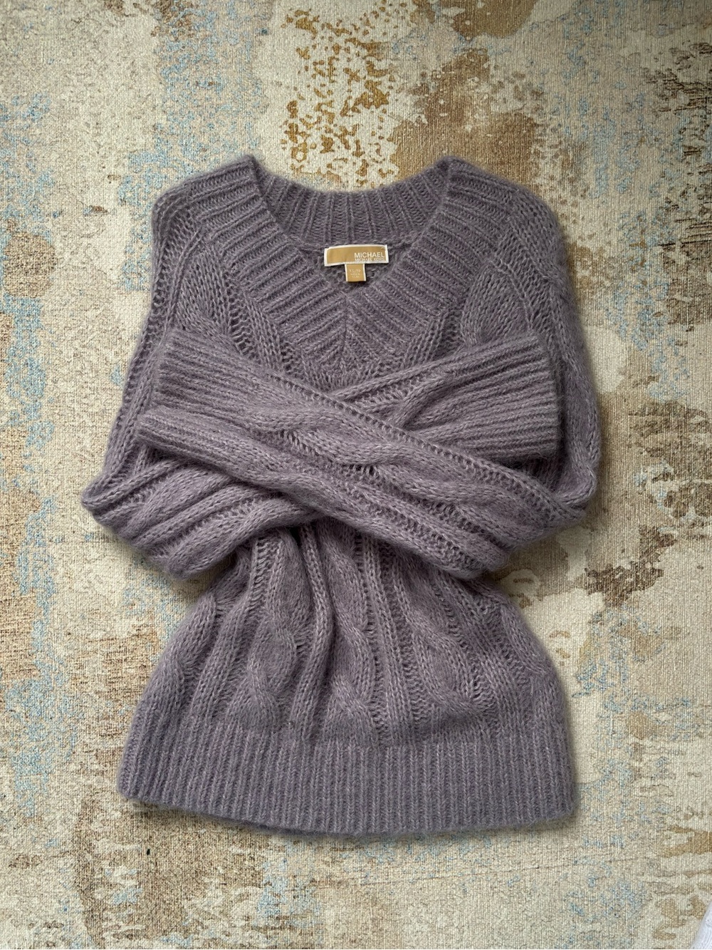 Michael Kors Lilac Cable Knit Scoop Neck Sweater